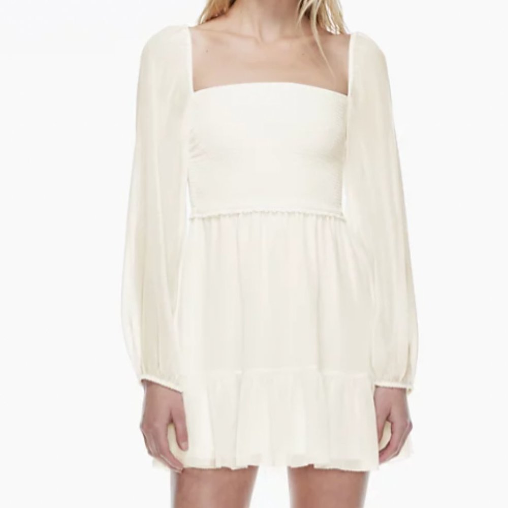 Aritzia Wilfred Tempest Mini Dress Light Birch XS